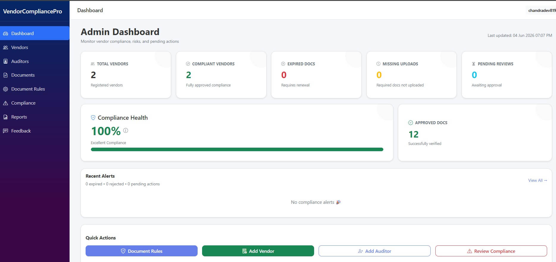 VendorCompliancePro Dashboard