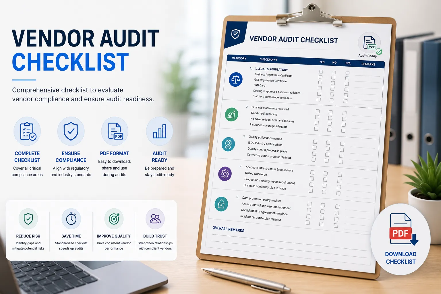 Vendor Audit Checklist PDF (Free Template) for Manufacturing Companies (2026)