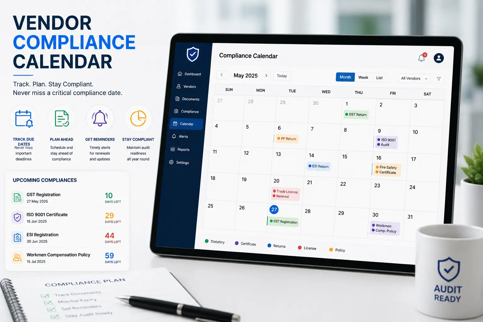 Vendor Compliance Calendar: Complete Guide for Manufacturing Companies (2026)