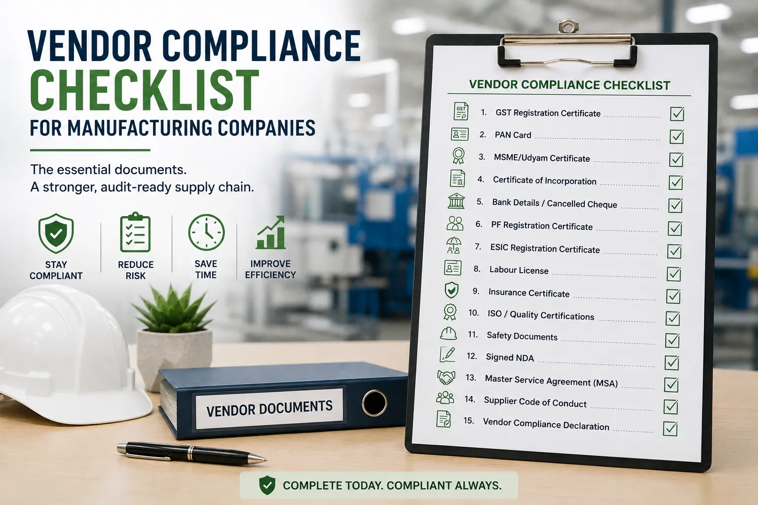 Vendor Compliance Checklist for Manufacturing Companies